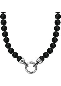 Thomas Sabo Damen Kette ohne Anhänger "Bead Necklace Obsidian, Beadskette, KE2323-705-11-L60", 60, Silber 925 (Sterlingsilber), silber, Silber 925
