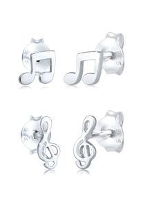 Elli Damen Paar Ohrstecker "2er Paar Notenschlüssel Note Musik 925 Silber", OneSize, ohne Stein, Silber 925 (Sterlingsilber), silber, Silber 925