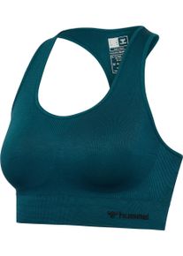 Hummel Damen Sport-Bustier "HMLTIF SEAMLESS SPORTS TOP", Gr. S, blau, Obermaterial: 92% Polyamid, 8% Elasthan, sportlich, BHs