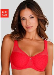 Nuance Damen Minimizer-BH, Gr. 100, rot, Spitze, Obermaterial: 82% Polyamid, 12% Elasthan, 6% Polyester, Basic, BHs, mit Bügel und graphischer