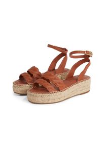 Tommy Hilfiger Damen Keilsandalette "LEATHER ROPE REAL ESPAD SANDAL", Gr. 40, braun, Leder, modisch, Schuhe, Plateau, Sommerschuh, Riemchensandale