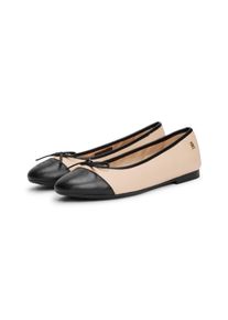 Tommy Hilfiger Damen Ballerina "TOE CAP LEATHER BALLERINA", Gr. 40zartrose, schwarz, Leder, unifarben mit Farbeinsatz, klassisch, Schuhe,
