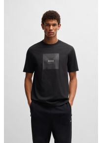 BOSS Green Herren T-Shirt "Tee Logo Rib", schwarz, casual, Gr. XXL, unifarben, Single Jersey, Obermaterial: 100% Baumwolle, Shirts, mit großem