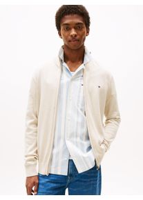 Tommy Hilfiger Herren Strickjacke "ESSENTIAL COTTON ZIP THRU", beige, casual, Gr. S, Strick, Obermaterial: 100% Baumwolle, Strickjacken, mit