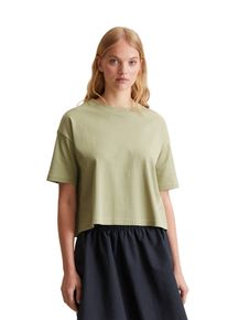 Marc O'Polo Damen T-Shirt "aus gerippter Bio-Baumwolle", grün, Gr. XL, MARC O'POLO DENIM, unifarben, Obermaterial: 100% Baumwolle, Shirts