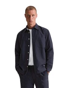 Marc O'Polo Herren Langarmhemd "mit feiner Crinkle-Struktur", blau, Gr. XL, MARC O'POLO DENIM, unifarben, Obermaterial: 80% Baumwolle, 20% Polyamid, Hemden