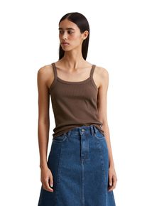 Marc O'Polo Damen T-Shirt "aus gerippter Bio-Baumwolle"braun coffee, casual, Gr. XXL, MARC O'POLO DENIM, unifarben, Obermaterial: 100% Baumwolle, Shirts
