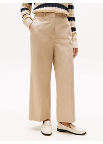Tommy Hilfiger Damen Chinohose "COTTON WIDE LEG ANKLE CHINO PANT", beige, casual, Gr. 36, unifarben, Web, Obermaterial: 65% Baumwolle, 33% Lyocell,