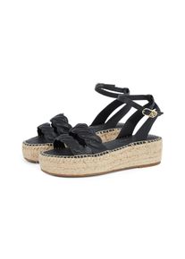 Tommy Hilfiger Damen Keilsandalette "LEATHER ROPE REAL ESPAD SANDAL", Gr. 39, schwarz, Leder, modisch, Schuhe, Plateau, Sommerschuh, Riemchensandale