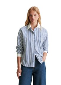 Marc O'Polo Damen Langarmbluse "aus Papertouch Popeline", blau, elegant, Gr. M, MARC O'POLO DENIM, unifarben, Obermaterial: 100% Baumwolle; Futter: 100%