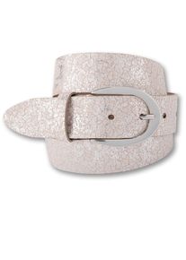 Bernd Götz BERND GÖTZ Damen Ledergürtel, beige, casual, Gr. 105, unifarben, glänzend, Rindsleder, Gürtel, mit Metallicprint