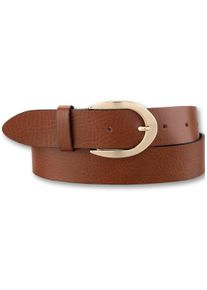 Bernd Götz BERND GÖTZ Damen Ledergürtel, braun, casual, Gr. 100, unifarben mit Farbeinsatz, Rindsleder, Gürtel, mit goldener Schließe