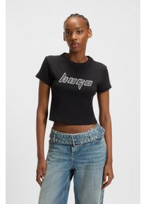 HUGO BLUE Damen T-Shirt "Dalia", schwarz, casual, Gr. XXL, unifarben, Jersey, Obermaterial: 100% Baumwolle, Shirts, mit Grafik-Artwork