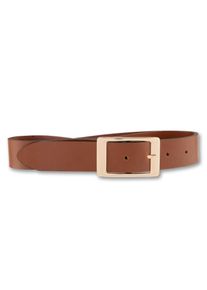 Bernd Götz BERND GÖTZ Damen Ledergürtel, braun, casual, Gr. 110, unifarben mit Farbeinsatz, Rindsleder, Gürtel, mit goldener Rechteckschließe