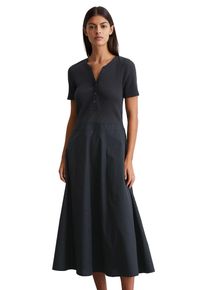Marc O'Polo MARC O'POLO Damen Jerseykleid "mit Baumwoll-Popelinerock", blau, Gr. M, unifarben, Obermaterial: 97% Baumwolle, 3% Elasthan, Kleider