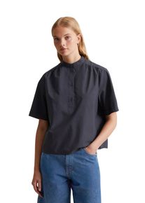 Marc O'Polo Damen Kurzarmbluse "aus Papertouch Popeline", blau, Gr. L, MARC O'POLO DENIM, unifarben, Obermaterial: 100% Baumwolle, Blusen