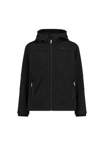 CMP Kinder Softshelljacke "KID SOFTSHELL JACKET FIX HOOD für Kinder", schwarz, sportlich, Gr. 128, Softshell, Obermaterial: 96% Polyester, 4%