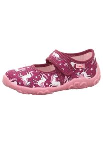 Superfit Kinder Hausschuh "BONNY WMS: Mittel", Gr. 24, rot, Baumwolle, Glitzer, klassisch, Schuhe, Kindergartenschuh mit Einhorn-Motiv,