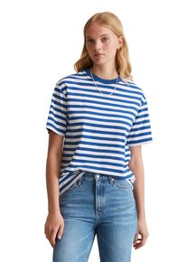 Marc O'Polo Damen T-Shirt "aus Organic Cotton", blau, Basic, Gr. L, MARC O'POLO DENIM, gestreift, Obermaterial: 100% Baumwolle, Shirts