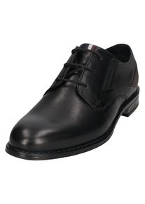 Bugatti Herren Schnürschuh, Gr. 43, schwarz, Leder, Basic, Schuhe, Anzugschuh, Business Halbschuh mit bequemen Stretcheinsatz