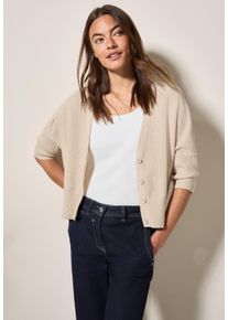 Cecil Damen Cardiganpearl beige meliert, casual, Gr. XXL, unifarben, Strick, Obermaterial: 100% Baumwolle, Strickjacken, mit Struktur und Knopfleiste