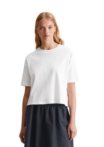 Marc O'Polo Damen T-Shirt "aus gerippter Bio-Baumwolle", weiß, Gr. XL, MARC O'POLO DENIM, unifarben, Obermaterial: 100% Baumwolle, Shirts