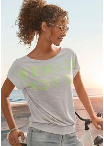 Venice Beach Rundhalsshirt mehrfarbig Gr. 32/34 für Damen. Rundhals und Logodruck. Figurumspielend