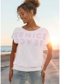 Venice Beach Rundhalsshirt mehrfarbig Gr. 32/34 für Damen. Rundhals und Logodruck. Figurumspielend