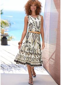Buffalo Volantkleid mehrfarbig Gr. 34 für Damen. Rundhals und Allover-Druck. Figurumspielend. Nachhaltig.