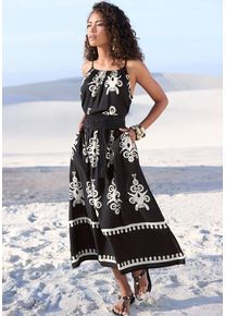 Lascana Midikleid mehrfarbig Gr. 34 für Damen. Rundhals und Allover-Druck. Figurumspielend. Nachhaltig.