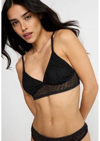 LSCN BY LASCANA Bralette schwarz Gr. 36/38 für Damen. Mit Mesheinsatz, Spitzenkante. Ohne Bügel