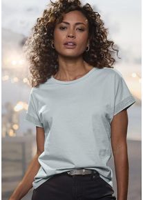 Lascana Kurzarmshirt 'mit glitzernem Strass-Design am Arm' blau Gr. 32/34 für Damen. Rundhals und Strass-Steine. Figurumspielend. Nachhaltig.