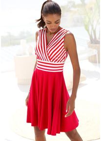 Lascana Sommerkleid mehrfarbig Gr. 34 für Damen. Mit tiefer V-Ausschnitt. Figurumspielend