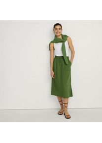 LANDS' END Midirock aus Leinenmix, Damen,  Gr&uuml;n, Leinen/Viskose, by Lands' End