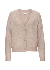 Lascana Strickjacke beige Gr. 32/34 für Damen. Mit tiefer V-Ausschnitt. Figurumspielend