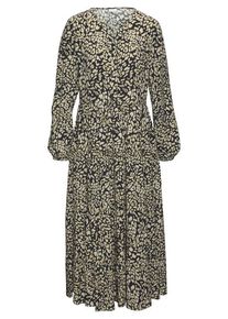 Lascana Maxikleid blau Gr. 34 für Damen. V-Ausschnitt und Allover-Druck. Figurumspielend. Nachhaltig.