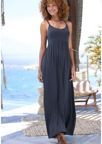 Lascana Maxikleid blau Gr. 34 für Damen. Mit Rundhals. Figurumspielend. Nachhaltig.