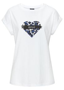 Lascana Print-Shirt weiß Gr. 32/34 für Damen. Rundhals und Print. Figurumspielend. Nachhaltig.