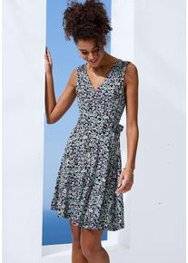 Vivance Jerseykleid mehrfarbig Gr. 34 für Damen. V-Ausschnitt und Allover-Druck. Figurumspielend. Nachhaltig.