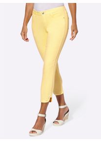 sheego Große Größen 7/8-Jeans mit Glitzersteinchen an den Beinschlitzen, zitrone, Größe 36 - Damen