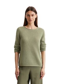 Marc O'Polo MARC O'POLO Damen Rundhalspulloversmooth sage, casual, Gr. S, Strick, Obermaterial: 100% Baumwolle, Pullover, mit gerollten Kanten an