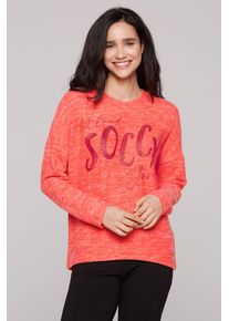 SOCCX Damen Rundhalspulloverjuicy coral meliert, casual, Gr. XL, bedruckt, Glitzermuster, Material: 53% Viskose, 43% Polyester, 4% Elasthan,