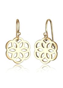 Elli Damen Paar Ohrhänger "Blume Ornament Cut-Out Flower of Life Silber", OneSize, ohne Stein, Silber 925 (Sterlingsilber), gold, Silber 925
