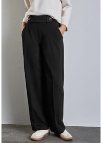 Street One Damen Bügelfaltenhose, schwarz, elegant, Gr. 42, unifarben, Web, Obermaterial: 61% Viskose, 32% Polyamid, 7% Elasthan, Hosen, mit