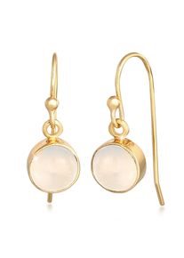 Elli Damen Paar Ohrhänger "Mondstein Moon Rund Basic Trend 925 Silber", OneSize,mit Steinen, Silber 925 (Sterlingsilber), gold, Silber 925