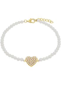 Amor Damen Armband "Herz, 2038084", Silber 925 (Sterlingsilber), gold, Silber 925 (Sterlingsilber), Armbänder, mit Glasperle