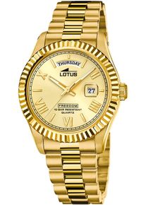 Lotus Damen Quarzuhr, gold, Armbanduhren, Armbanduhr, Herrenuhr, Damenuhr, bis 10 bar wasserdicht, Datum