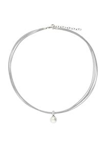 Vivance Damen Collier "Perle", Edelstahl, grau, Edelstahl, Halsketten