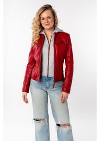 Mauritius Damen Lederjacke "NOLA", rot, modisch, Gr. M, kontrastfarbene Details, Obermaterial: 100% Schafsleder. Futter: 100% Baumwolle. Ärmelfutter: