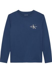 Jungen Langarmshirt "Chest Monologo Ls T-Shirt", blau, casual, Gr. 6, Calvin Klein Jeans, Single Jersey, Obermaterial: 100% Baumwolle, Shirts, für